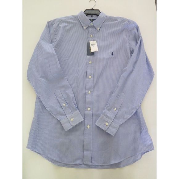 Ralph Lauren Mens Sz LT Blue/White Stripe Classic Fit Button Down L/S Shirt $110 - Picture 7 of 9